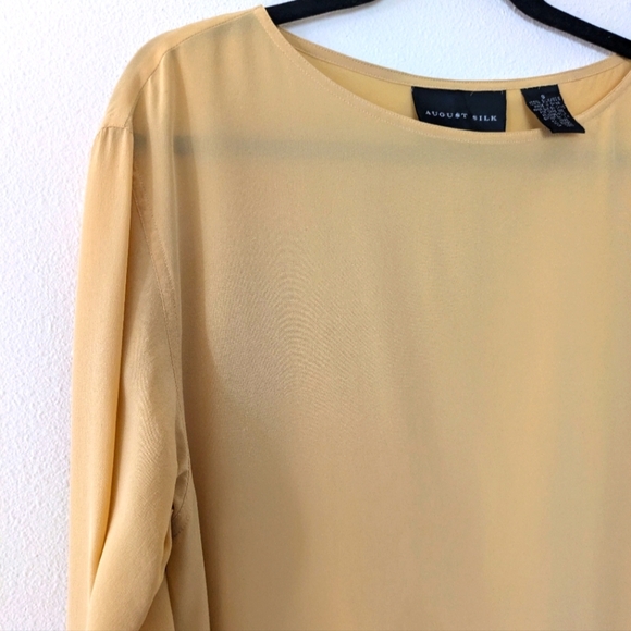 August Silk Butter Yellow 100% Silk Lightweight Oversized Tunic sz S/OS - Picture 3 of 8